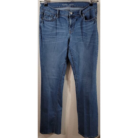 Old Navy Blue Lightwashed 5 Pocket Mid Rise Jeans 10 Lightweight Stretchy Soft - Picture 1 of 5